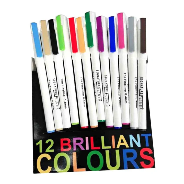 Signature 0.4 mm Color Fineliner Set of 12 [MS][Pack]