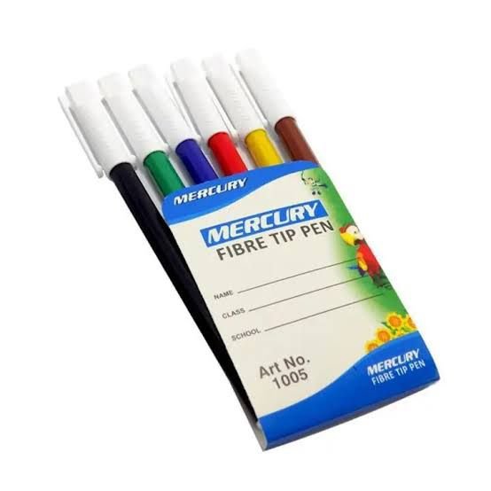 Mercury Fiber Tip Color Markers - Pack of 6