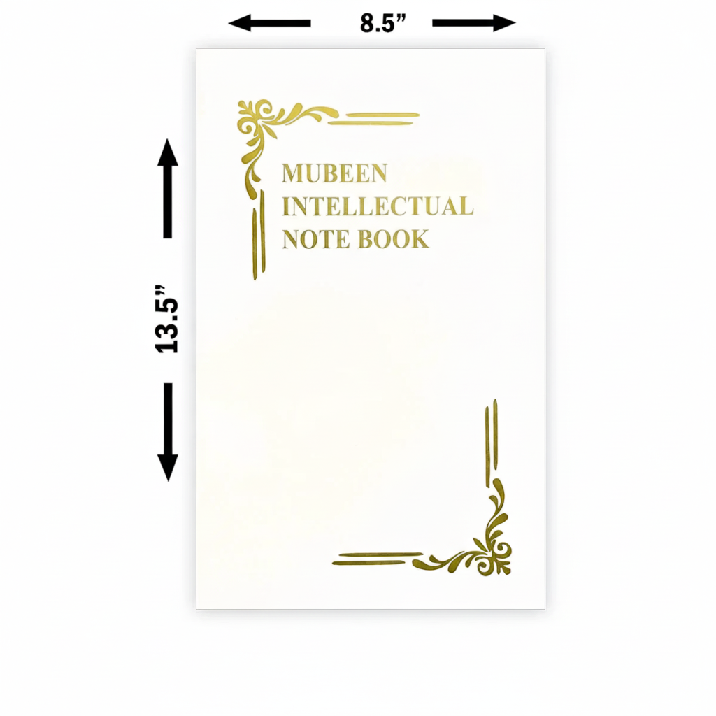 Mubeen Intellectual Notebook – Premium Large Size Ruled Register (8.5 x 13.5 Inches)