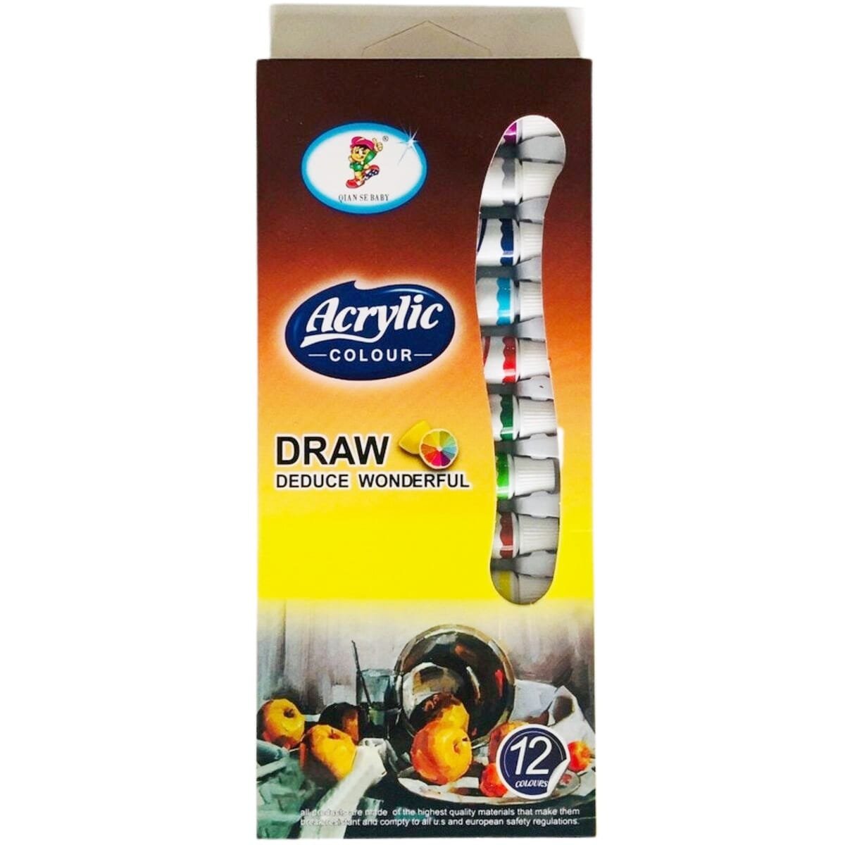 Acrylic Color Set 12 Colors 12 ml Water Based Acrylic Paint, Paint 12 Tube Set - 12ml