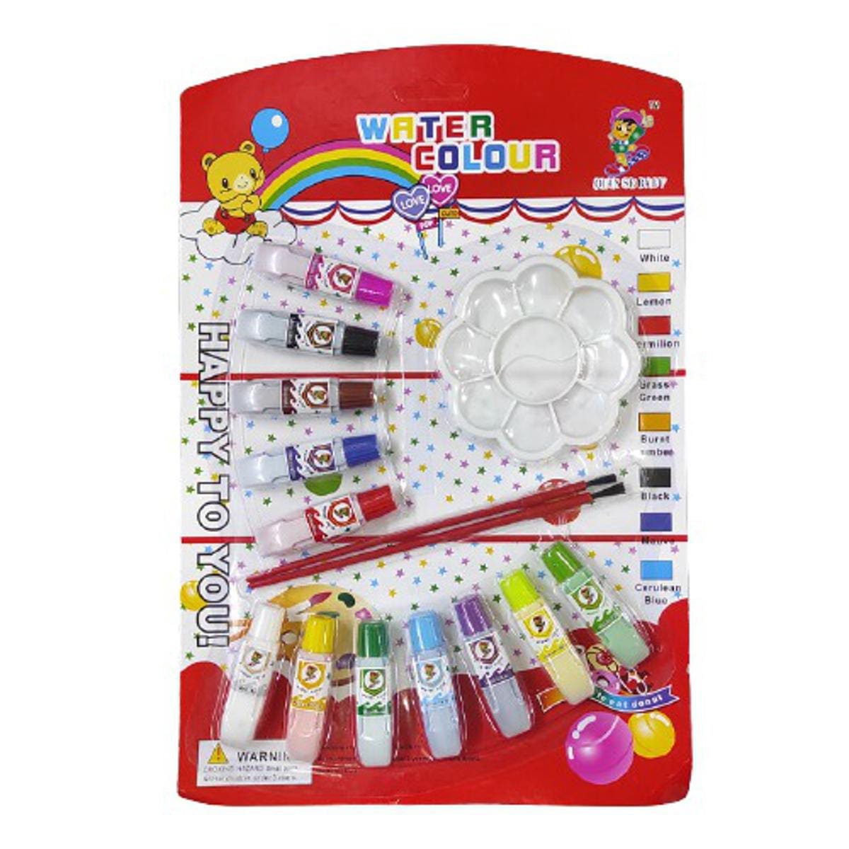 12 Color Water Colors Paint Set With Brushes & Palette For kids Art