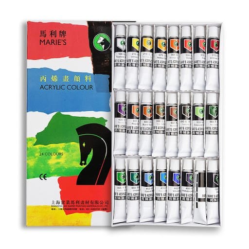 Marie's Acrylic Color Paint Tube Set - 24 Colors (12ml Tubes)