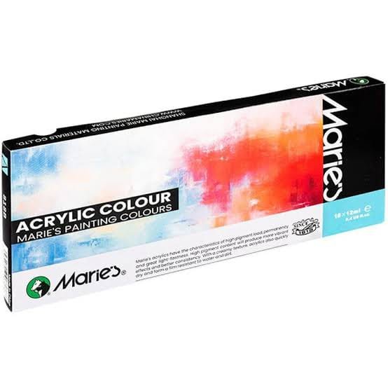 Marie's Acrylic Color Paint Set - 18 Colors x 12ml Tubes for Artists, Students & Beginners