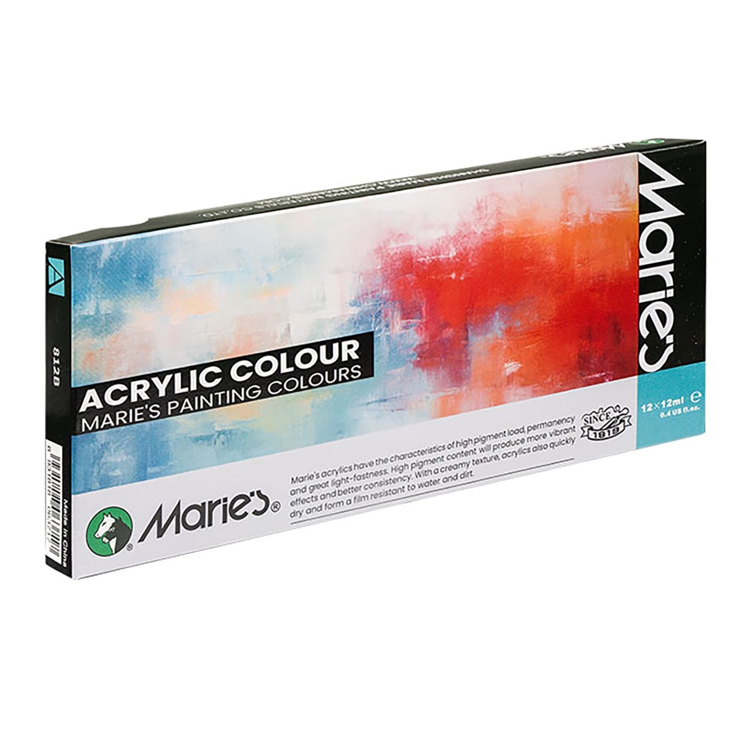 Marie's Acrylic Color Paint Set - 12 Colors x 12ml Tubes for Artists, Students & Beginners