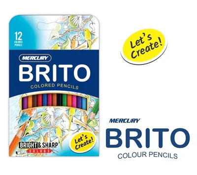 Mercury Brito 12 Colour Pencils Set – Half Size / Short Pencils Box Pack
