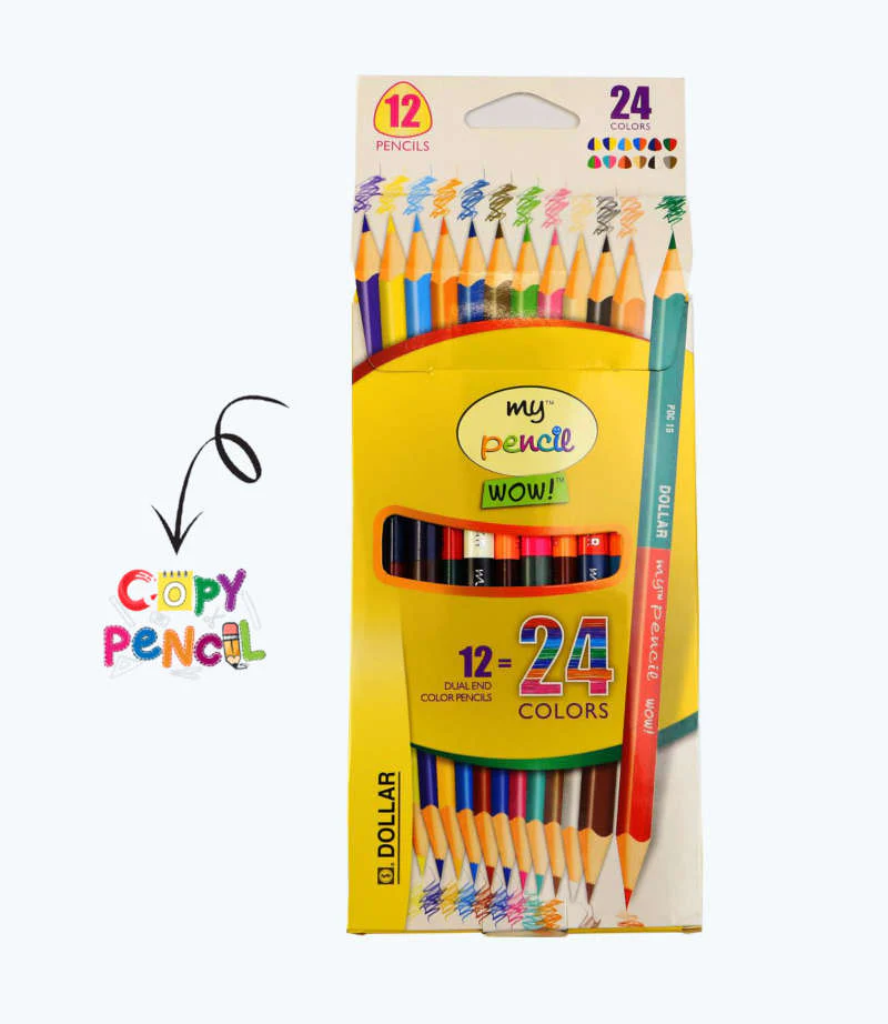 Dollar My Pencil WOW! Dual End Colour Pencils - 12 Pencils Pack (24 Vibrant Colors)