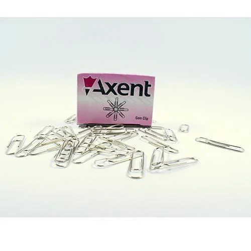 Axent Durable Nickel-Plated Metal Paper Clips – 30mm Medium Size (Box of 60)