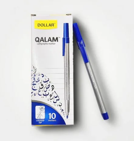 Dollar Qalam Calligraphy Marker (Chisel Cut Tip) – Blue & Black Ink